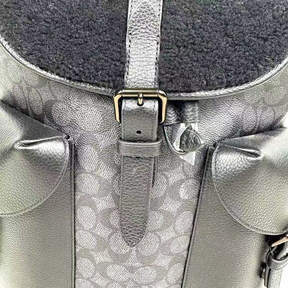 Coach Warner Backpack In Signature Canvas Leather Charcoal/Black NWT CY781 $750 - Picture 11 of 12